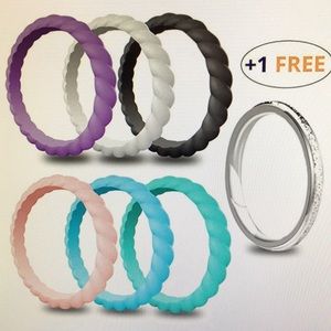6 Silicone workout wedding rings plus extra ring